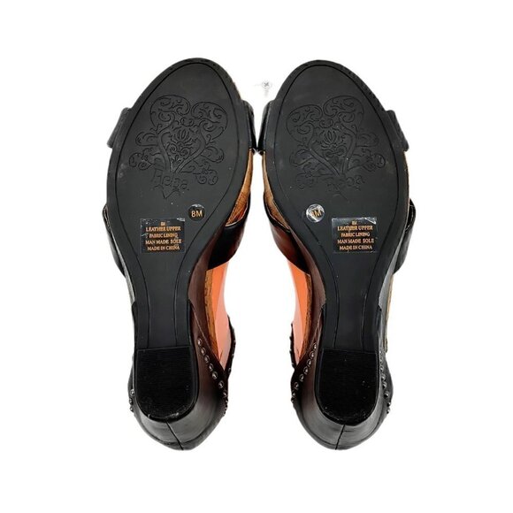 REBA Black Ankle Strap Leather Studded  Sandals - Picture 10 of 12